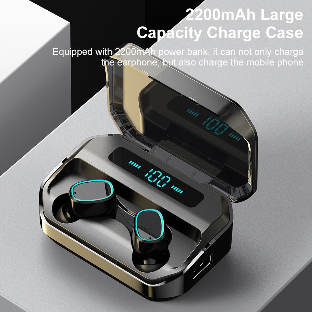 Draadloze bluetooth-headset 2200 mah oplaadbox draadloze bluetooth 5.0- koptelefoon met digitaal display in-ear oordopjes koptelefoons