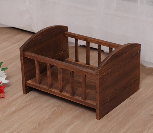 Cama de bebé para fotografía, cuna de bebé en forma de corazón, contenedor de madera para estudio fotográfico, utilería para posar: 7