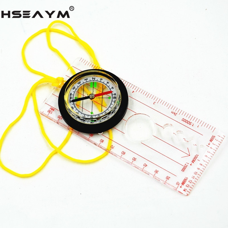 HSEAYM Drawing Scale Compass Folding Map Ruler Survival Tool Car Camping Hiking Pointing Guide Portable Handheld Compass