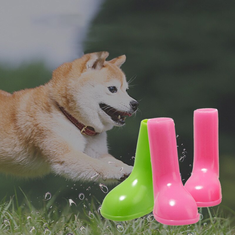chien de compagnie chats chaussures de pluie bottes pour animaux de compagnie en caoutchouc Portable anti-dérapant imperméable en caoutchouc pluie chien chaussures chaussettes pour l'extérieur