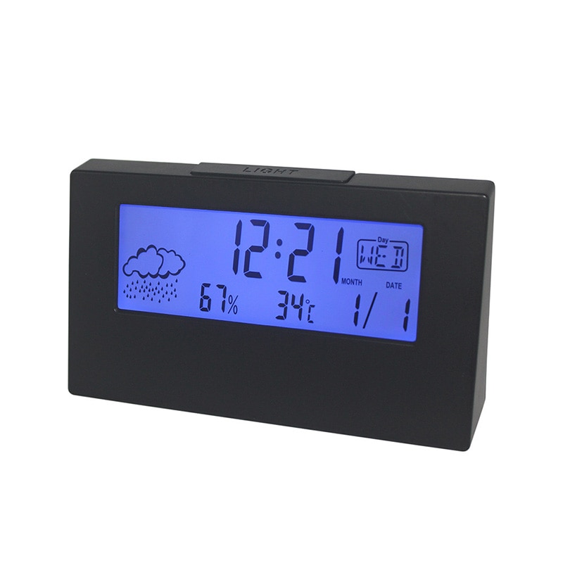 Alarm Clock Temperature Humidity Monitor Digital Weather Station for Office Bedside Kitchen