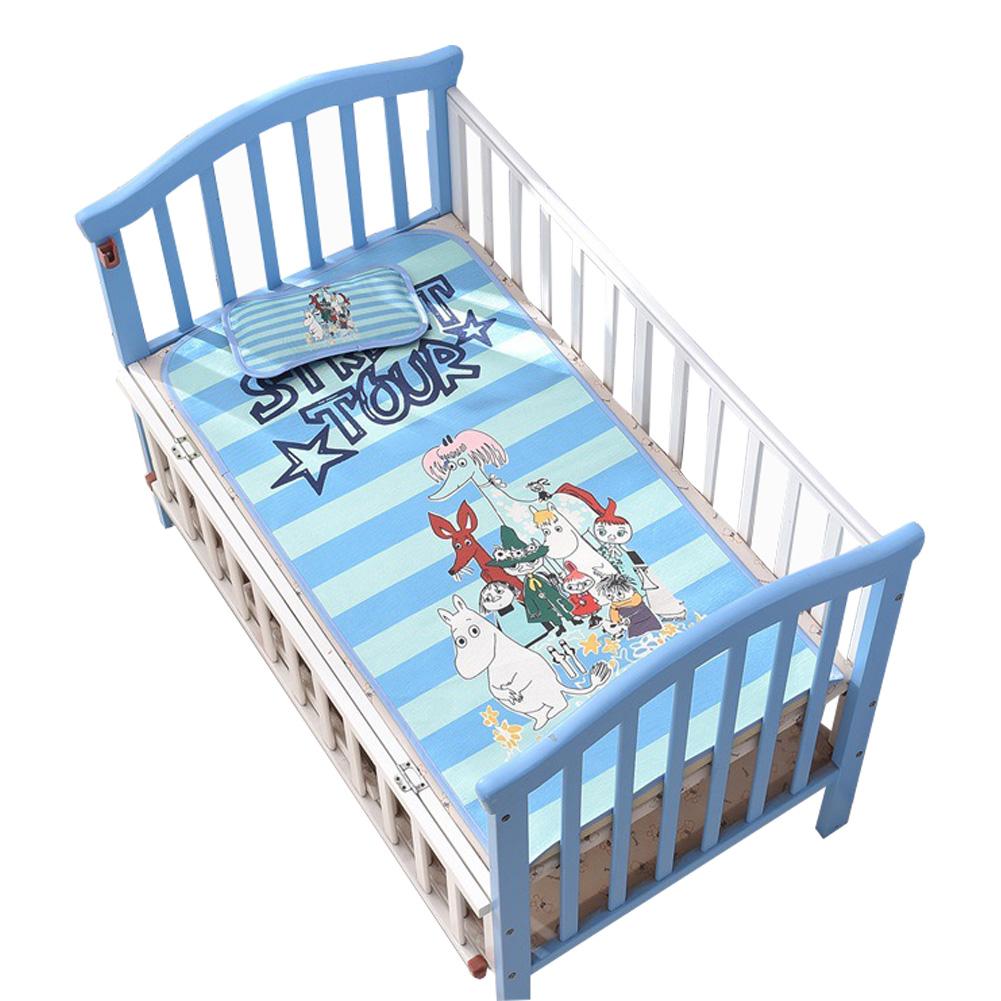 Baby Cartoon Cool Mat Ice Silk Mat With Pillow Set Air Conditioning Sleeping Mattress Summer Baby Falling Asleep: Blue