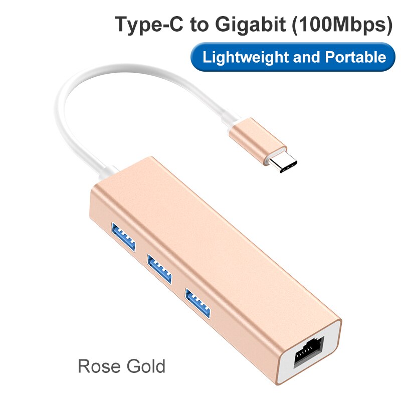 Prix usine USB 3.1 type-c à lan rj45 Ethernet réseau Port 3.0 USB HUB câble adaptateur