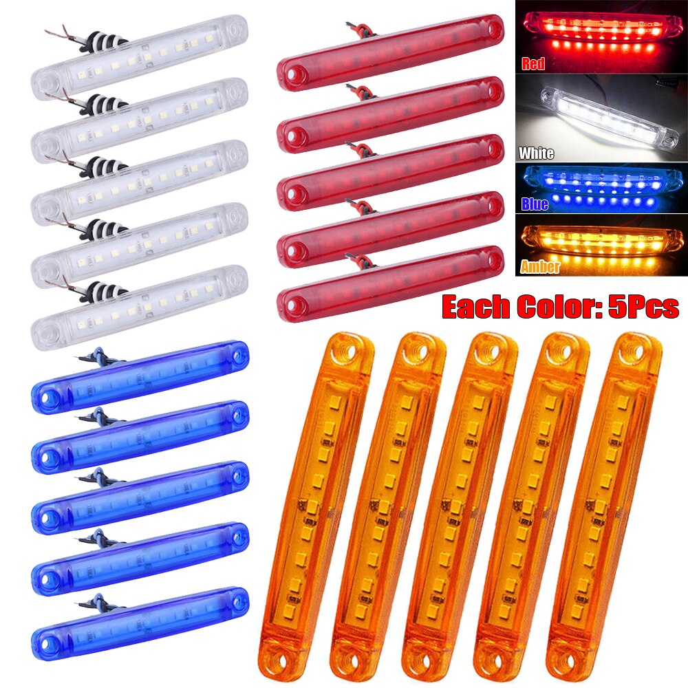 Lampe sidelys  dc 24v sæt abs plast tilbehør dele 9 led bus lastbil markør