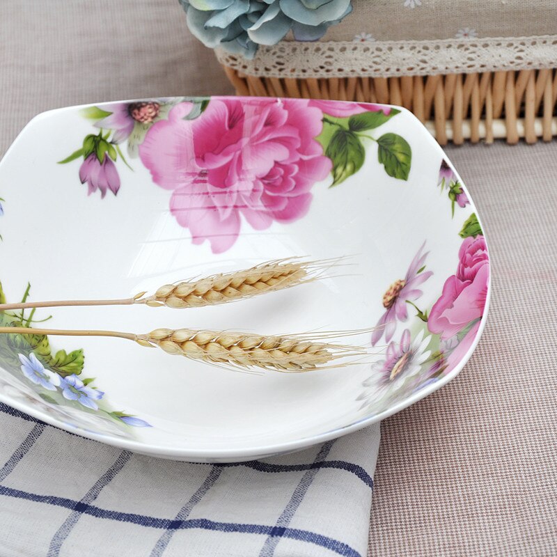 Porcelain &amp; Ceramic Dinner Plate Round 8 Inches Wedding Kitchen Tableware Steak &amp; Cake Dessert Dishes Rose Dish