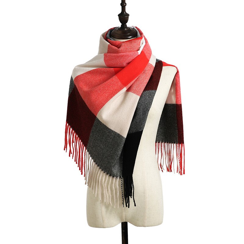 Dianruo Klassieke Herfst Winter Grace Vrouwelijke Plaid Sjaal Vrouwen Sjaals Brede Roosters Lange Shawl Wrap Deken Warm Sjaals R331: 2