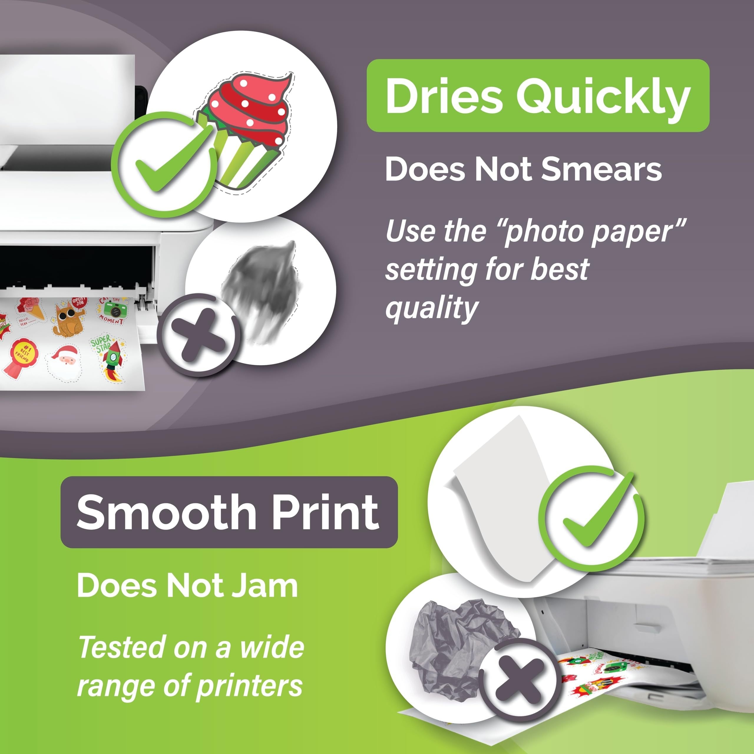 ESHANG A4 10 Sheets Premium Printable Vinyl Sticker Paper for Inkjet Printer Matte White Waterproof,Quickly Dry 8.3×11.7 Inches