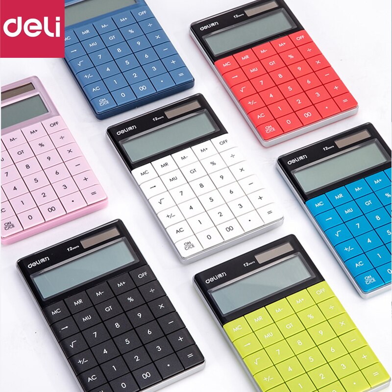 Deli Calculator 1589 Solar Energy Colorful Business Tablet Computer Button Office Financial Computer Student Examination