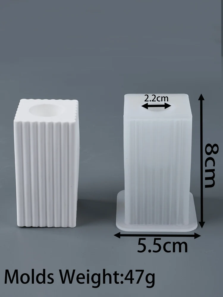 Vierkante kaarshouder siliconen mal DIY handgemaakte gips gieten kandelaar cement gips ambachtelijke mal eenvoudige kaars stand mallen: Light Grey