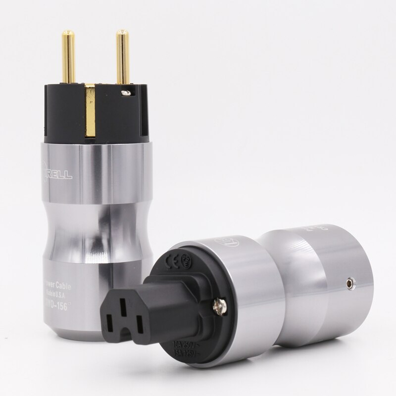 Krell-conector de alimentación schuko chapado en oro de 24k, Conector de Audio IEC transparente/negro, Europeo, UE: Grey