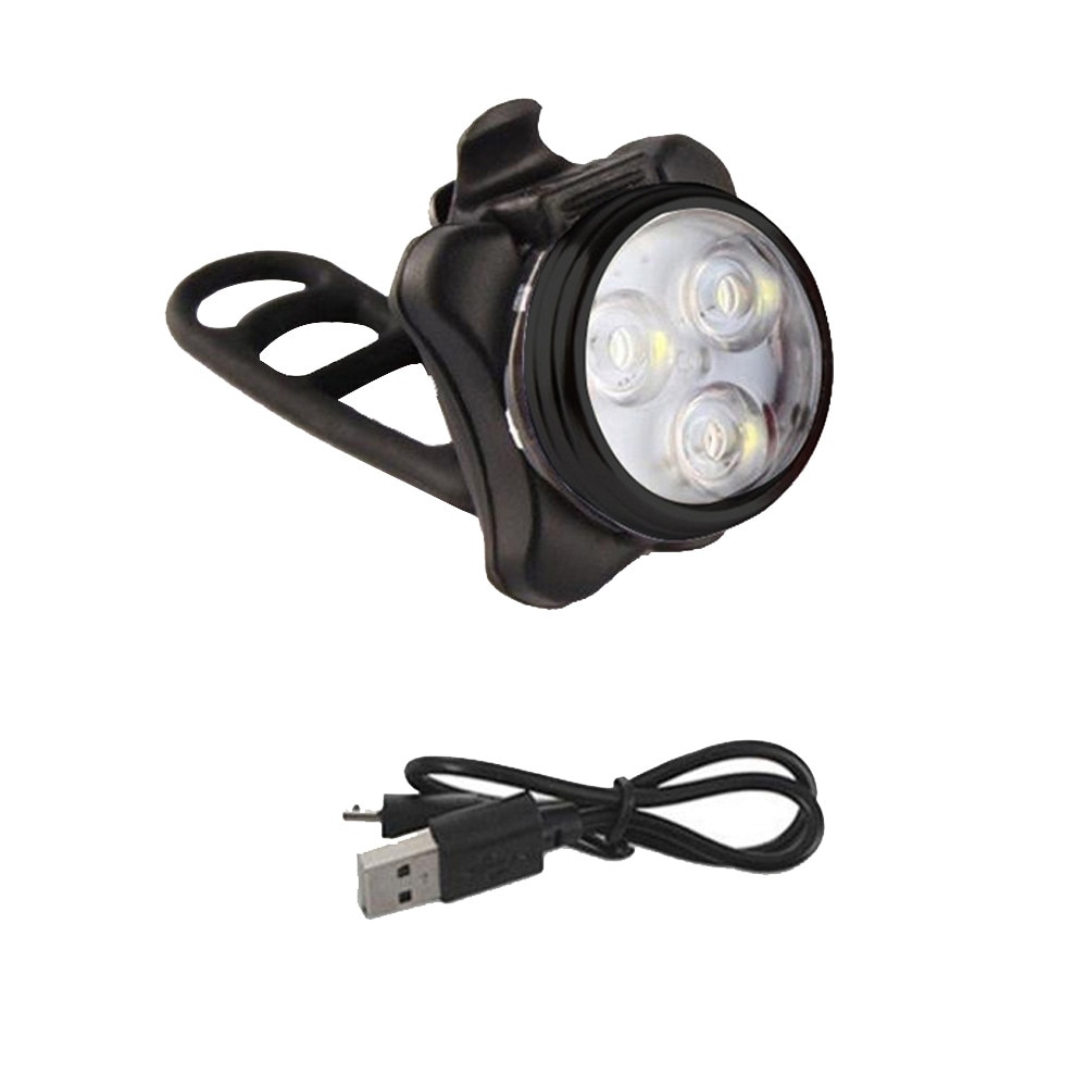 Bright Cycling Bicycle Bike 3 Led Head Front Light 4 Modes Usb Rechargeable Tail Clip Light Lamp Waterproof #20: White Light
