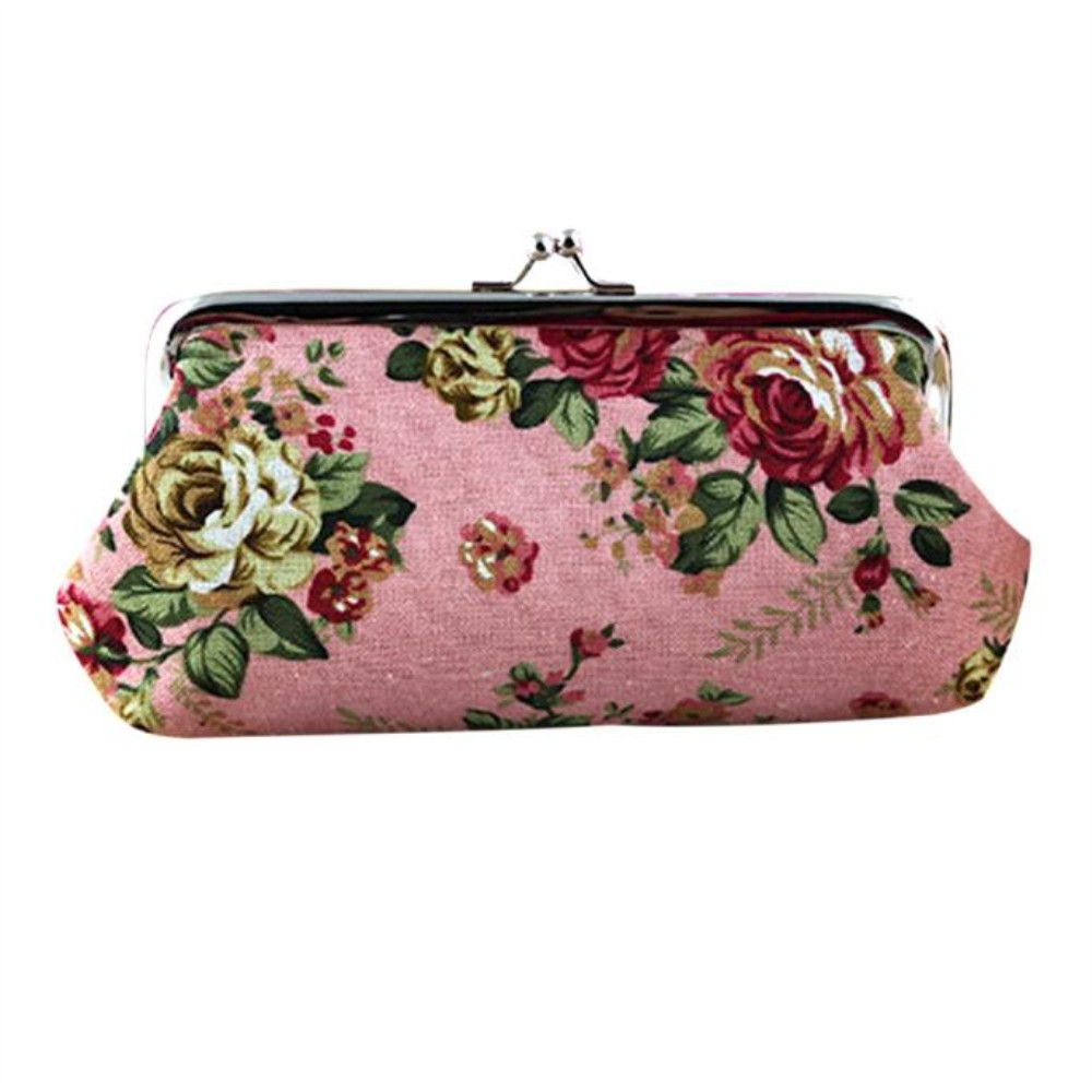 Molave carteira feminina de bolso, mini carteira de mão para mulheres, retrô, vintage, com fecho, bolso para moedas, niqueleira: Pink