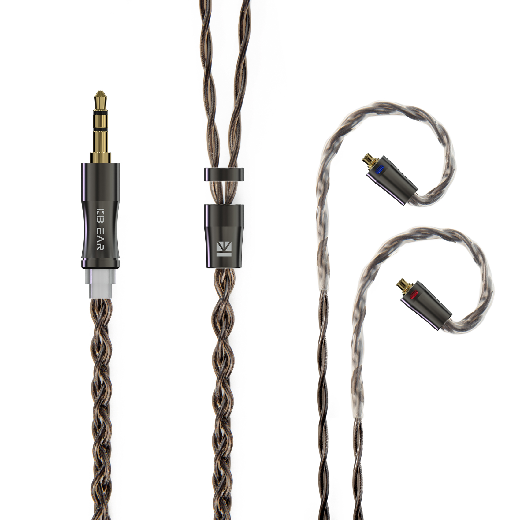 KBEAR Hazy 6N grafeno + aleación de cobre-plata Cable de actualización trenzado mixto Cable de auriculares MMCX/conector de 2 pines 3,5mm/2,5mm/4,4 m: Grey