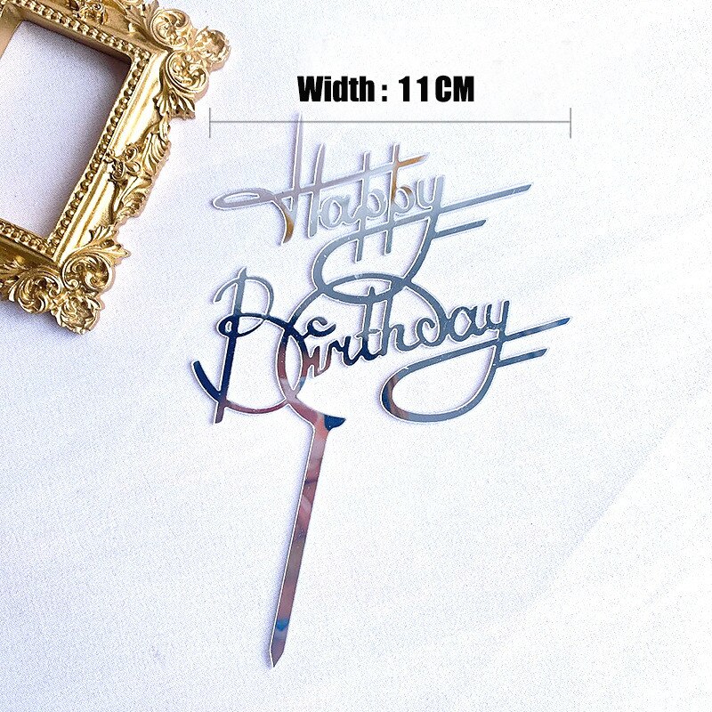 New1PC Happy Birthday Acrylic Letter Cake Topper Baking Cake Insert Decorating Supplies Birthday Party Cake Decorations Supplies