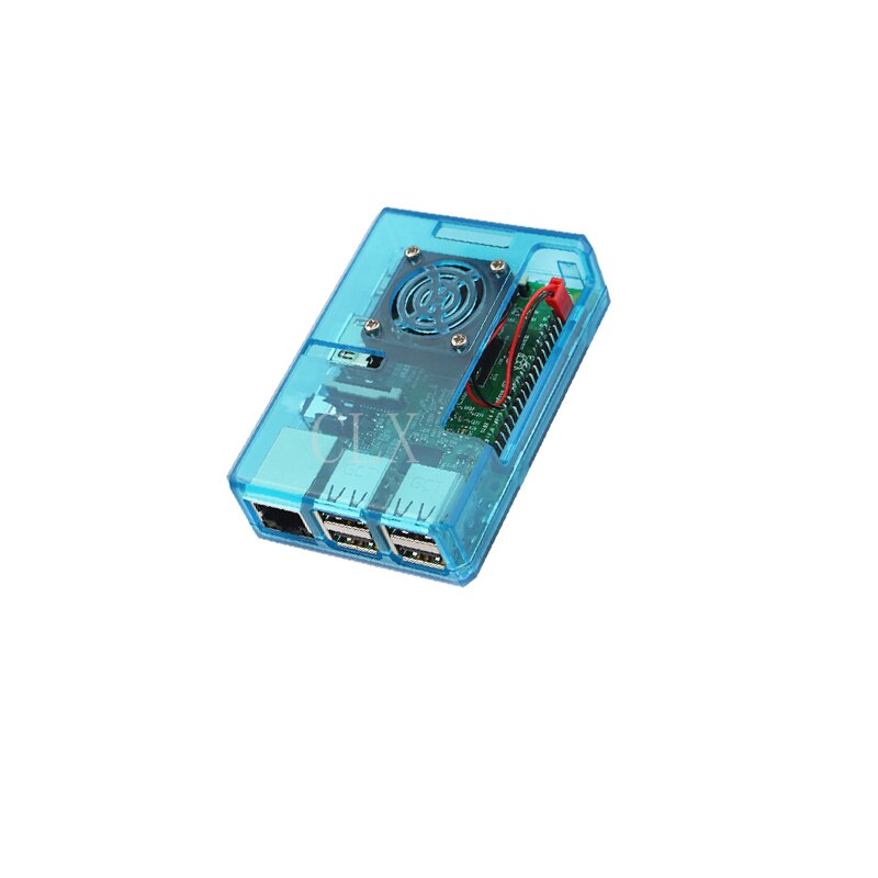 Carcasa Raspberry Pi 3 ABS transparente/rojo/azul, carcasa + CPU, ventilador de refrigeración, compatible con Raspberry Pi 3, modelo B +