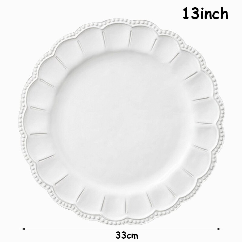 Bandeja de comida para Postres, plato plano para carne, vajilla y Lisa, blanca, Delica basso-relievo, utensilio PARA CENA DE BODA, 1 ud.: 13inch