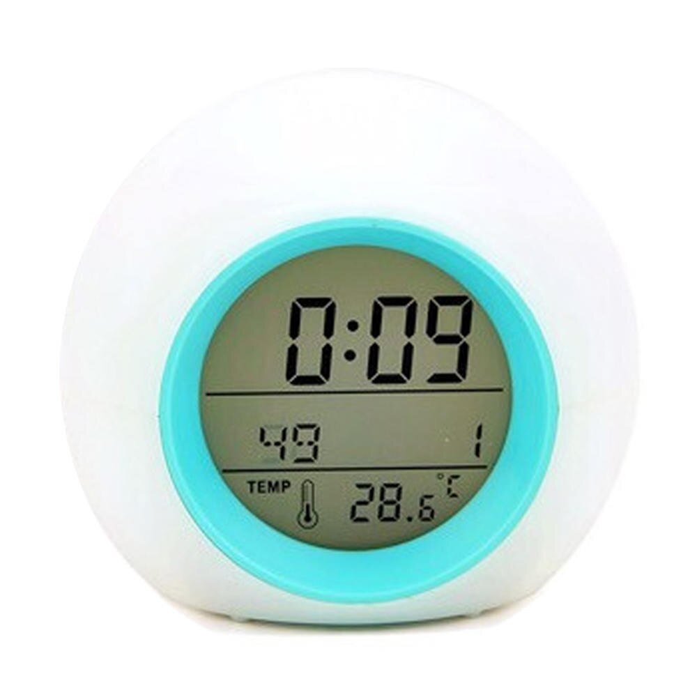 Reloj despertador colorido redondo y , reloj despertador con calendario para cama y niños, reloj de mesa con sonido Natural y Bola con calendario: Default Title