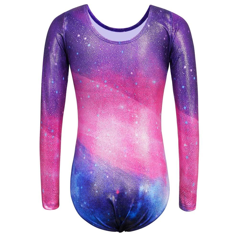 BAOHULU Ballet Newest Dance Leotard for Girls Long Sleeve Gymnastics Leotard Shiny Elk Print Ballerina Costume Tights