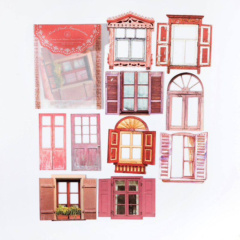 10 hojas de pegatinas huecas Vintage para puerta y ventana, decoración artesanal para diario, planta, flor, INS, álbum de recortes, papelería Kawaii: Blanco