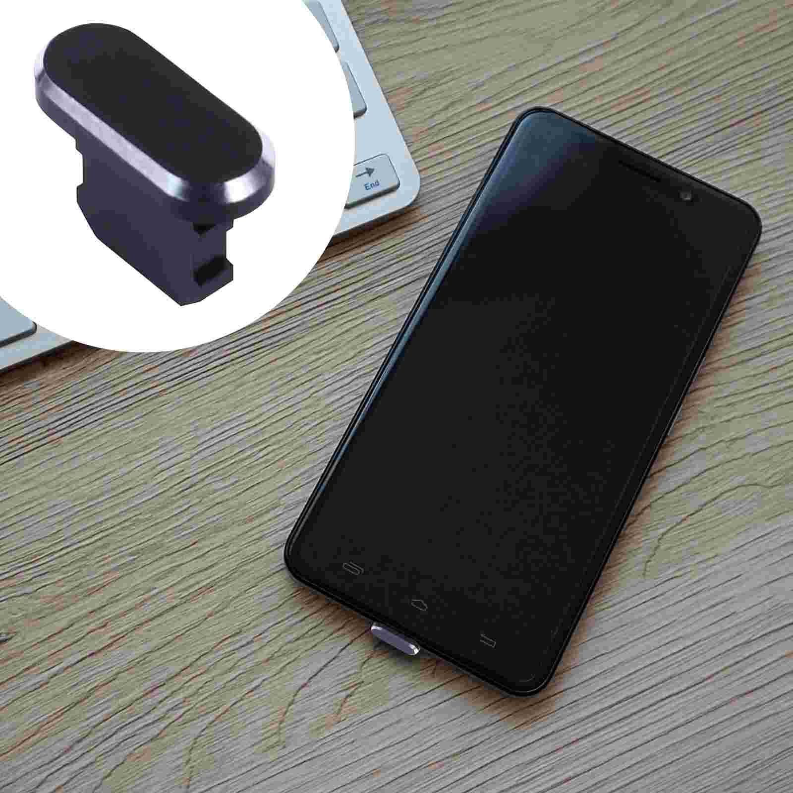 1 set of 5 charging port dust plug stoppers compatible with iphone xs max: Black