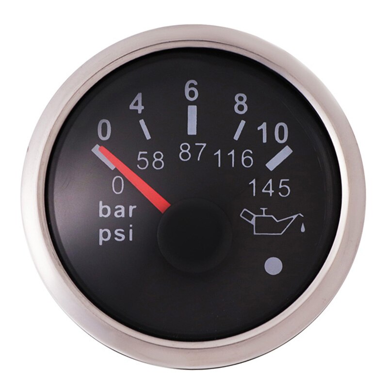 0-5 Bar / 0-10 Bar Oil Pressure Gauge 52MM Oil Pressure Indicator Sensor With alarm Red Backlight Fit For Marine Auto Motorcycle