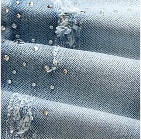 Vrouwen Diamond Geboord Gat Jeans Vrouw Potlood Broek Vrouwen Jeans Ripped Denim Broek Met Strass Denim Broek Vrouw