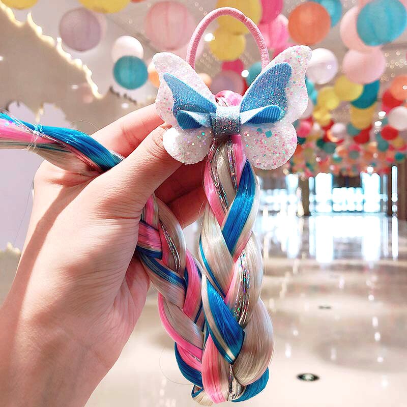 Meisjes Kind Pruik Haarspeld Regenboog Eenhoorn Vleugels Sneeuw Voor Leuke Vrouwelijke Baby Pony Kant Clip Haaraccessoires Twist Vlecht Hoofddeksels: 5