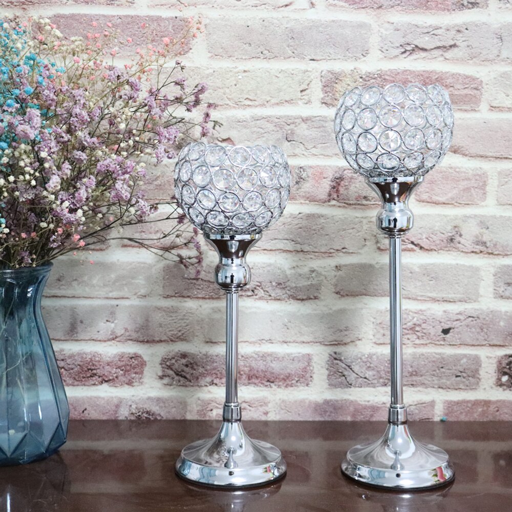 Candelabro de cristal para mesa de comedor, candelabros de Metal para decoración de bodas, Navidad y Halloween, 1 unidad