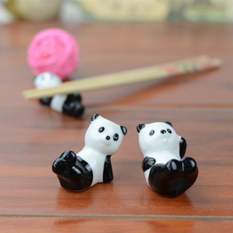 10 stks Chinese Panda Eetstokjes Houder Stand Keramische eetstokjes Vorken Rack Frame Cartoon Eetstokjes Bestek Rest Rack