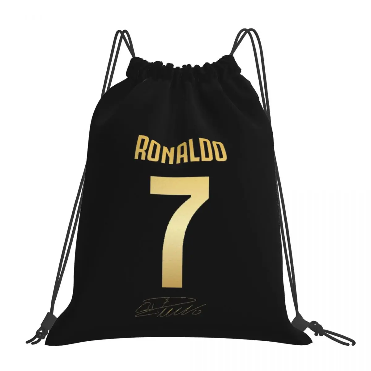 CR7 Cristiano Ronaldo sacs à dos sacs à cordon portables cordon paquet poche articles divers sac BookBag pour homme femme étudiants: Black