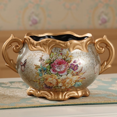 Europæisk keramik vase tørrede blomster blomsterarrangement wobble tallerken stue indgang ornamenter bryllup dekorationer: H