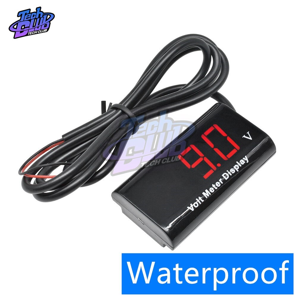 Dc 8-18v ipx 6 vandtæt digital voltmeter 12v bilbåd motorcykel 0.56 tommer led display volt spændingsmåler mini tester panel: Rød  dc 8-18v