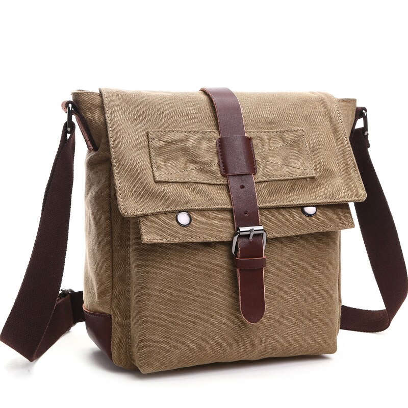 Leisure Canvas mannen Aktetas Tassen Gegarandeerd Man Schoudertas Mode Business Functionele Messenger Bag: Khaki small