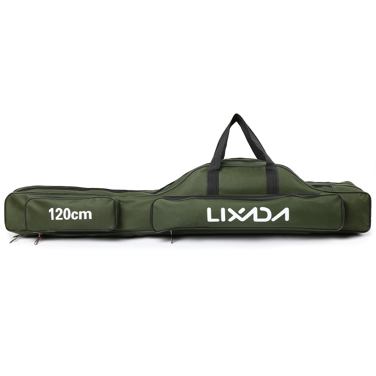 Lixada 3 Layers Fishing Pole Bag Portable Folding Rod Carry Case Fishing Reel Tackle Storage Bag Case Fishing Bag: Army green 120cm