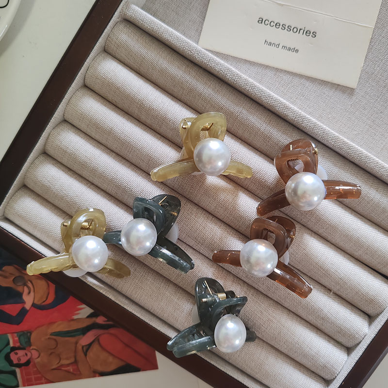 2 pinzas en forma de garra para el pelo de 4,5 cm con perlas sólidas, abrazaderas para niñas, mujeres, niños, para niños, accesorios para el cabello, diadema de cangrejo