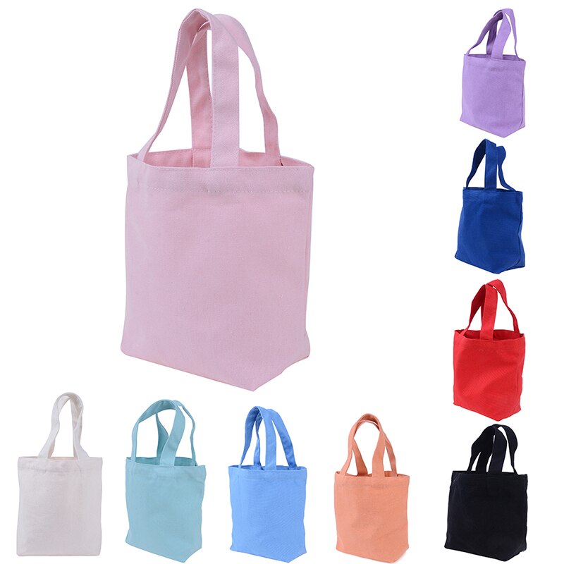 Sac à main en toile de couleur unie sac à provisions pour femme fille sac à Lunch Portable sac de pique-nique sac de rangement pour femme sac 23*21*10cm