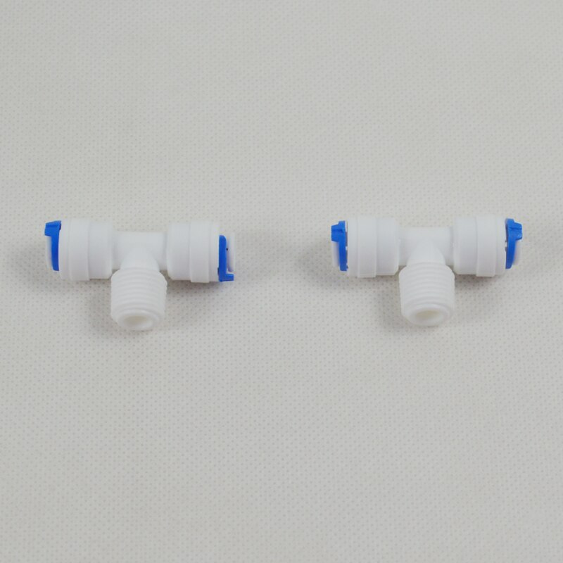 Male Branch Tee 1/4-Inch Quick Connect RO System and Water Filter Fittings - 2 PACK