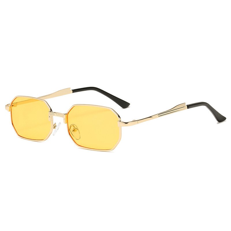 Gafas de sol estrechas para hombre, lentes de sol rectangulares a la para mujer, de metal, de de lujo, clásicas, UV400,: Rojo
