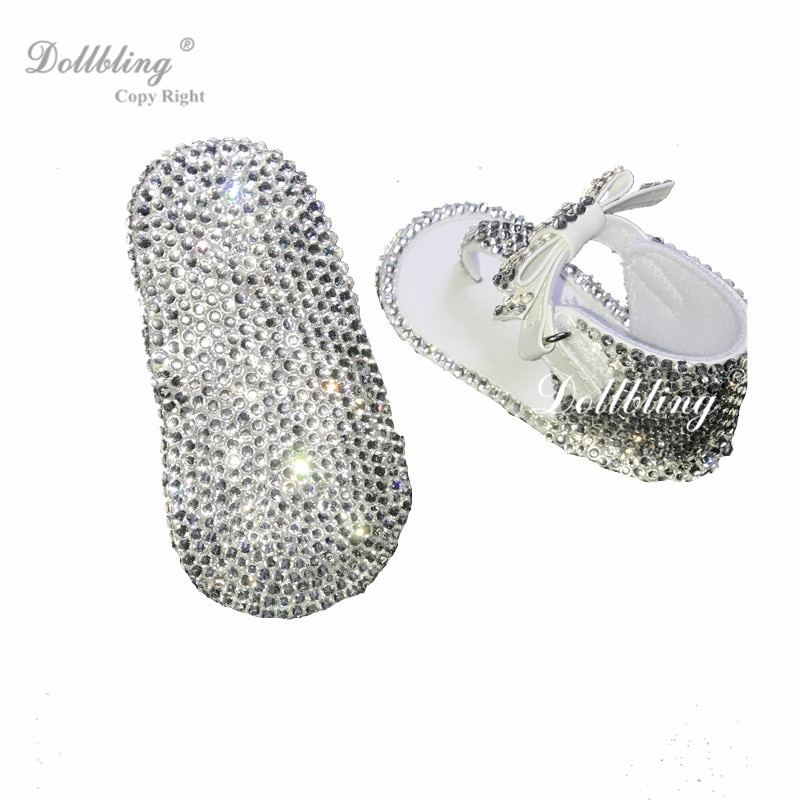 Dollbling All Covered clear DMC Rhinestones Baby Sandal Christening Breakfast At Sandbeach Baby Shoes Go for A