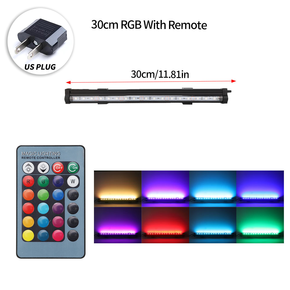12-46CM 5050 RGB LED Aquarium Light Fish Tank Submersible Light Aquatic Air Bubble Oxygenation Lamp EU US Plug: SZD-A30RM-US