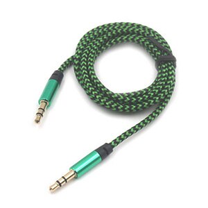 3.5 Jack Audio Kabel Jack 3.5 Mm Male Naar Mannelijke Doek Audio Aux Kabel Voor Iphone Auto Hoofdtelefoon Luidsprekerkabel lijn Aux Cord: green