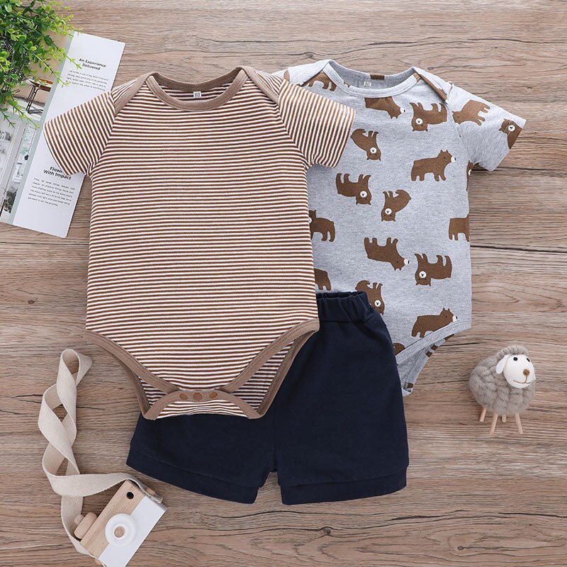 Zomer Baby Bodysuit Peuter Jongens Kleding Sets Casual Korte Mouw O-hals Cartoon Baby Jongen Jumpsuit + Shorts Baby Jongens Outfit: zht / 6m