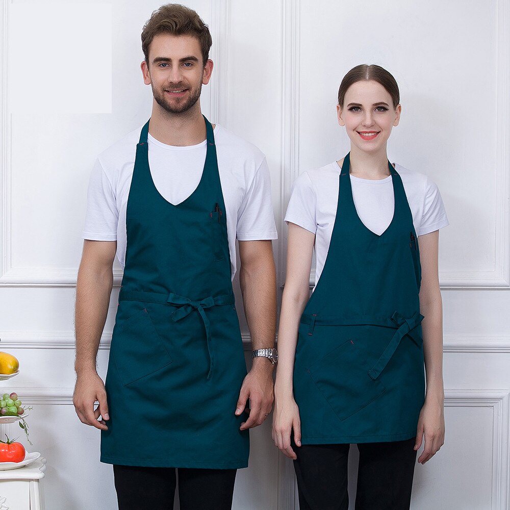 Adjustable V Neck Apron Food Service Coffee Shop Bakery Restaurant Chef Waiter Cook Wear Aprons Kitchen Work Uniform
