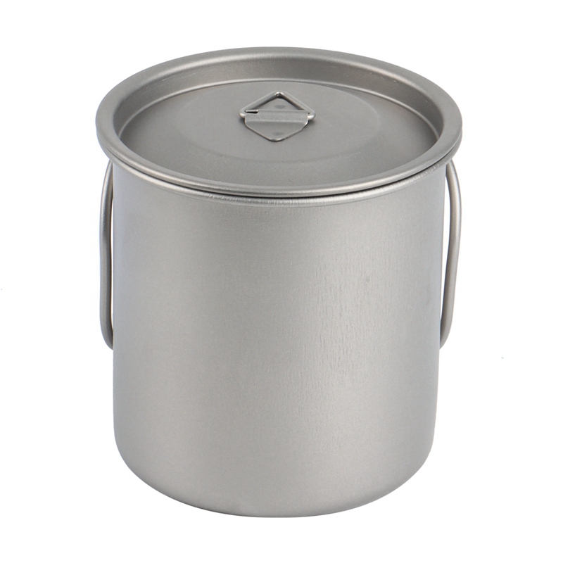 Ultraleicht Tragbare Titan Becher Camping Wasser Becher Außen Tourismus Camping Ausrügestochen mit Faltbare Griff 450ML