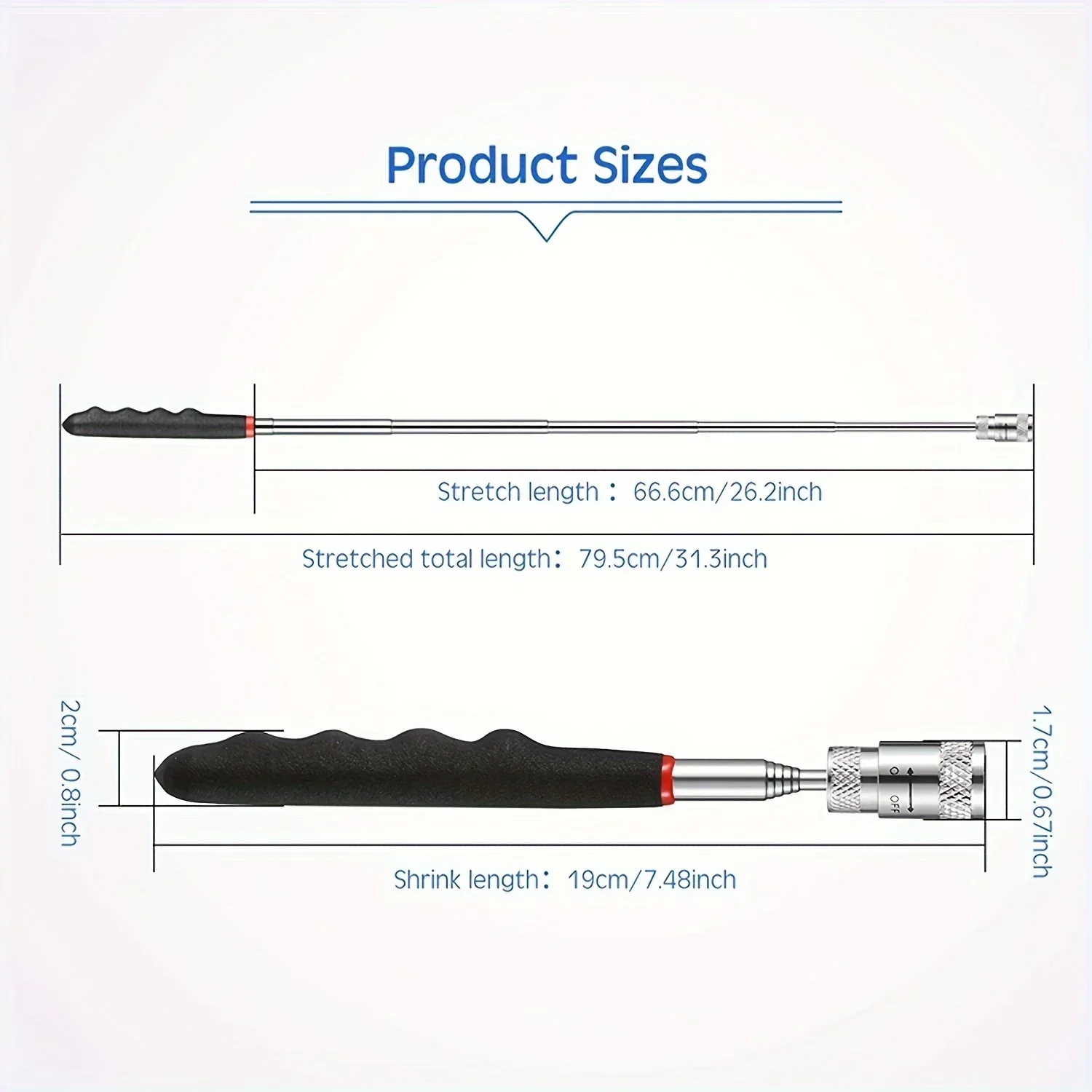 Teleskopierbare, verstellbare magnet-hebewerkzeuge, magnetischer teleskopgriff, langer stift, teleskop-magnetstab mit led-licht