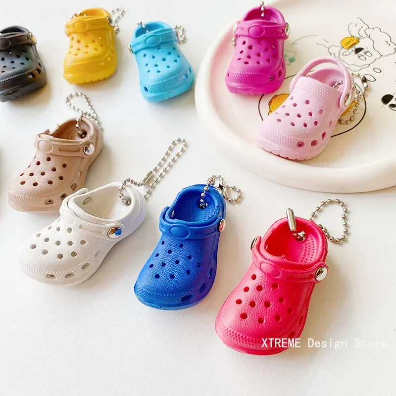 Simulation Mini EVA Hole Shoes Keychain Pendants Colorful Croc Shoe Charms For DIY Car Key Bag School Bag Backpack