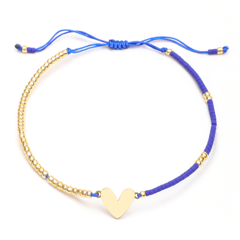 ZMZY, nueva pulsera clásica de corazón para mujer, cuentas simples de semillas Miyuki, pulseras de cuerda coloridas para mujer, de joyería: Marrón rojizo