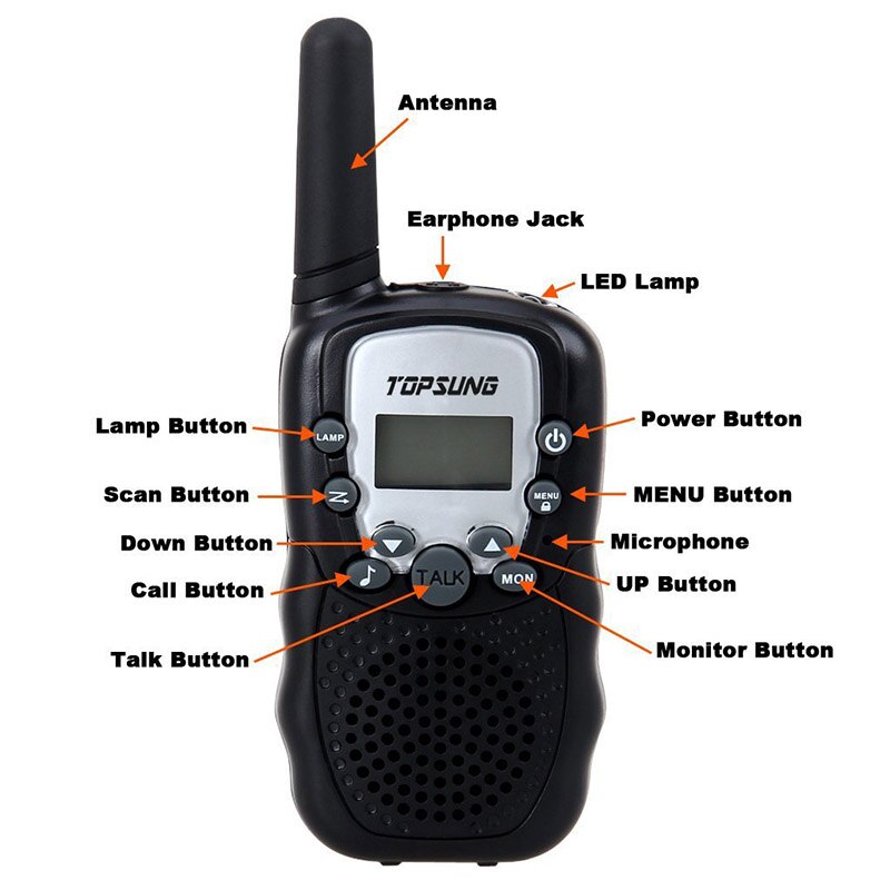 freundlicher walkie Talkie paar T388 PMR/FRS Radios VOX Talkie funkgeräte LED-taschenlampe 99 Privatgelände Code w/batterien ladegerät vox kopfhörer