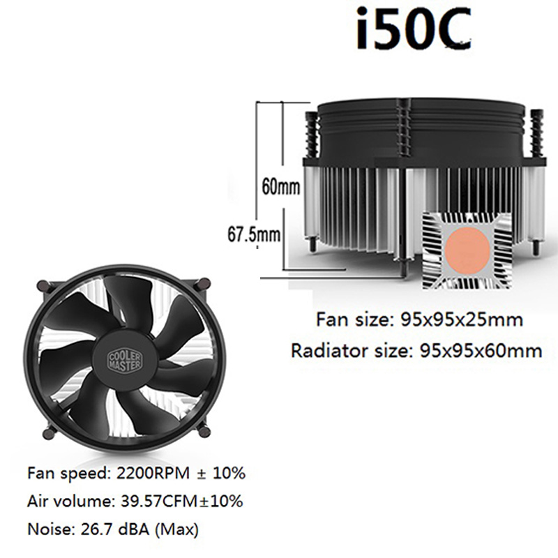 Cooler master a93/i30/i50 cpu-kylare radiator 95m... – Grandado