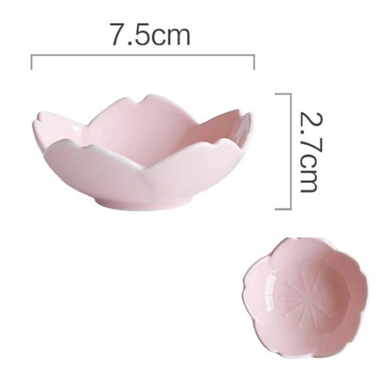 1pcs Ceramic Dinner Set Pink Kitchen Tableware Plates Flower Shape Chili Sauce Dish Plastic Plates-: Red